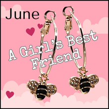 Load image into Gallery viewer, Bee Charms, pair for sliding onto hoop earrings, JUNE Girl’s Best Friends