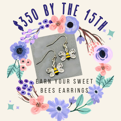 Bee Earrings, Silver/Black/Yellow