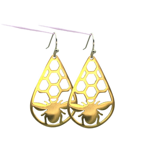 BUTTERFLIES AND BEES Collection: Teardrop Cutout Bee earrings (designed Fall 2023)