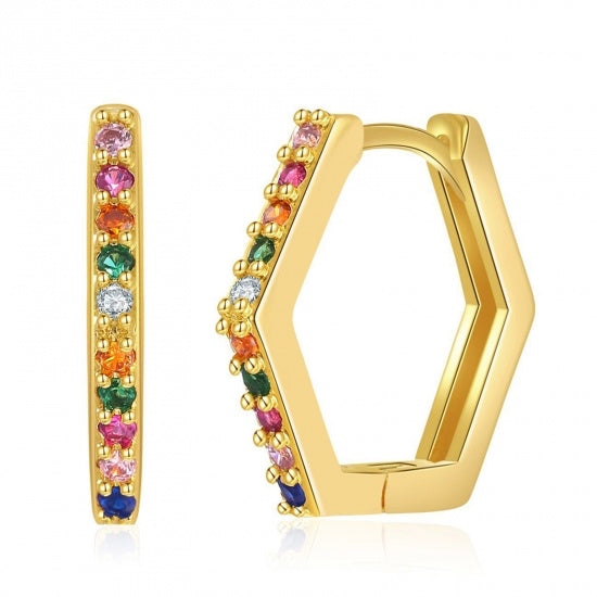 BUTTERFLIES AND BEES Collection:  Colorful Stones Hinged Hoops (designed Fall 2023)