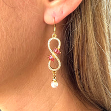 Load image into Gallery viewer, 2027 Pink Crystal Bow Earrings, National Area Princess Court of Sales