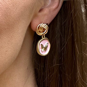 BUTTERFLIES AND BEES Collection: Gold Knots & Pink Bees Earrings (designed Fall 2023)