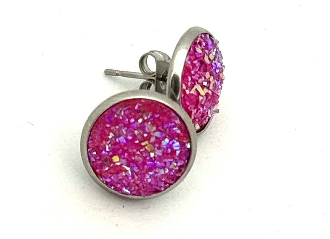 2025 Pink Druzy Stud Earrings