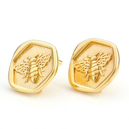 BUTTERFLIES AND BEES Collection: Bee Wax Stamp Stud Earrings (designed Fall 2023)
