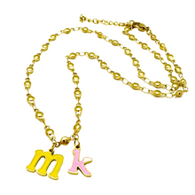 Load image into Gallery viewer, MK Necklace in Pink and Yellow Enamel