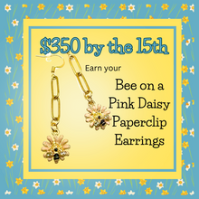 Load image into Gallery viewer, Bee on a Pink Daisy Earrings