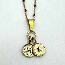 Load image into Gallery viewer, Black Beaded Necklace with MK Engraved Pieces (Sept)