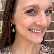 Load image into Gallery viewer, Green Flower Charms, pair for sliding onto hoop earrings