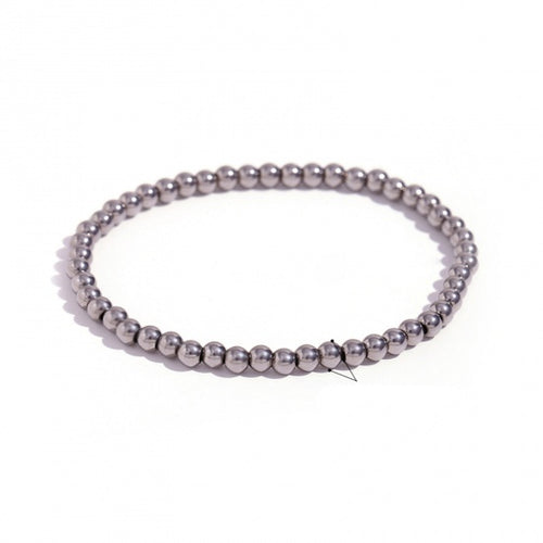 Silver Ball Stretch Bracelet, tiny 1/8” beads (4mm)
