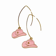 Load image into Gallery viewer, Pink Dallas Cowgirl Hat Earrings
