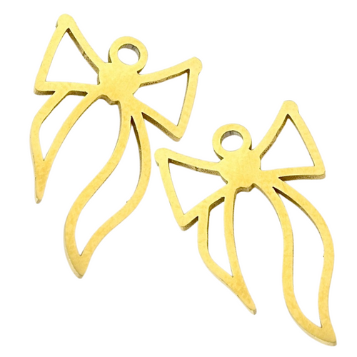 Bow Charms, pair for sliding onto hoop earrings, AUGUST Girl’s Best Friends