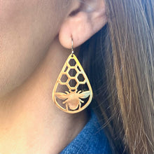 Load image into Gallery viewer, BUTTERFLIES AND BEES Collection: Teardrop Cutout Bee earrings (designed Fall 2023)