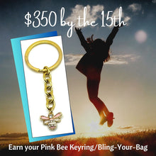 Load image into Gallery viewer, Pink Bee Keychain, Pink with crystals