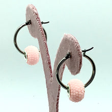 Load image into Gallery viewer, Silver Hoops with PINK Bumpy Wheels