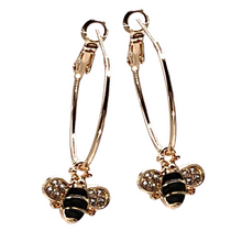 Load image into Gallery viewer, Bee Charms, pair for sliding onto hoop earrings, JUNE Girl’s Best Friends