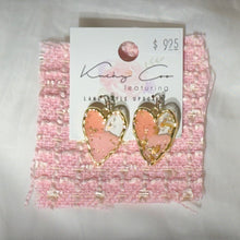 Load image into Gallery viewer, Pink &amp; Pearl Heart Earrings