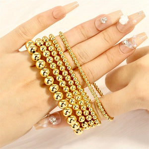Gold Ball Stretch Bracelet, small 1/4” beads (6 mm)
