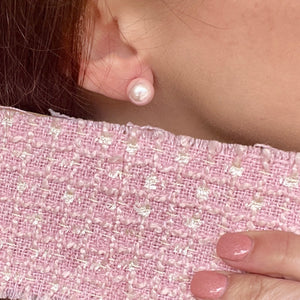 Pearly Pink Ball Stud Earrings