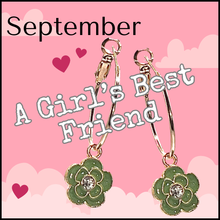 Load image into Gallery viewer, Green Flower Charms, pair for sliding onto hoop earrings