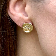Load image into Gallery viewer, BUTTERFLIES AND BEES Collection: Bee Wax Stamp Stud Earrings (designed Fall 2023)