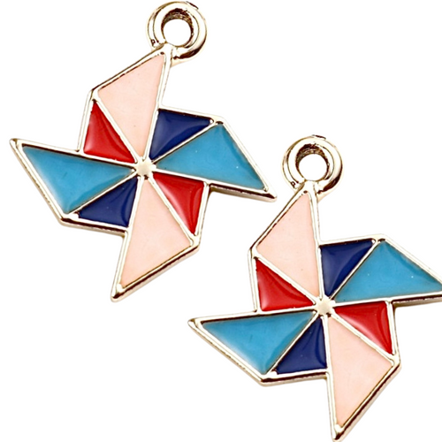 Pinwheel Charms, pair for sliding onto hoop earrings