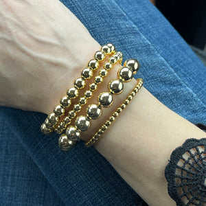 Gold Ball Stretch Bracelet, large 1/2” beads (10 mm)