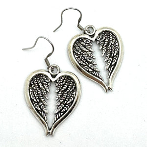Heart and Angel Wings Earrings