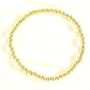 Gold Ball Stretch Bracelet, tiny 1/8” beads (4mm)
