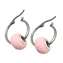Load image into Gallery viewer, Silver Hoops with PINK Bumpy Wheels