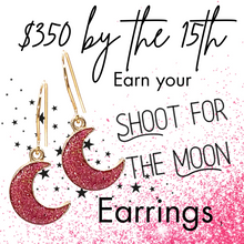 Load image into Gallery viewer, Shoot for the MOON Deep Pink Glitter Earrings