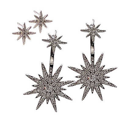 2026 Alternate Queen of Sales Silver Starburst Earrings, 2 piece