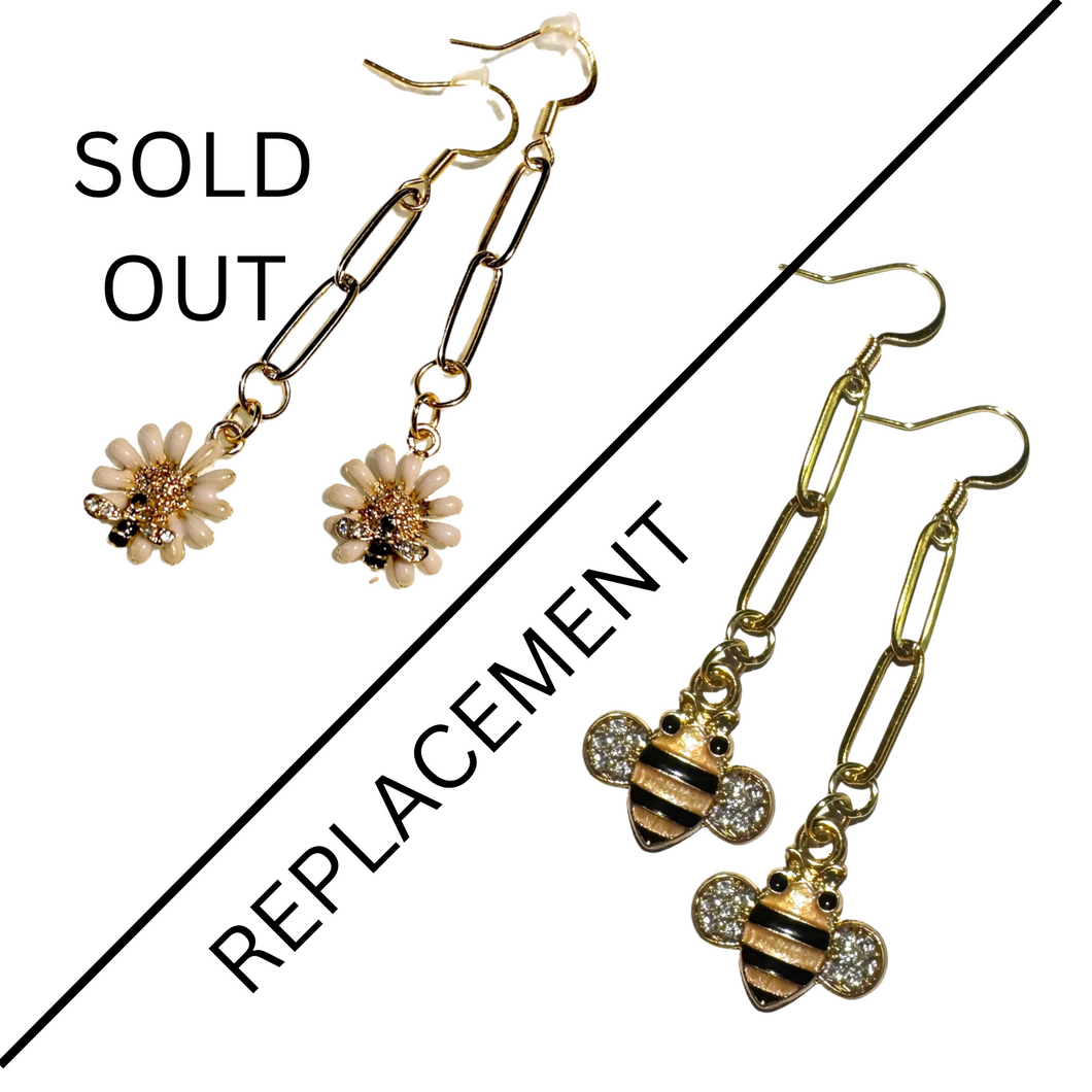 Bee on a Pink Daisy Earrings