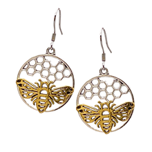 Load image into Gallery viewer, Bee and Honeycomb Earrings