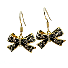 Load image into Gallery viewer, 2027 Black Bow Glam Earrings, National Area Princess Court of Sharing