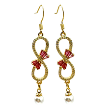 Load image into Gallery viewer, 2027 Pink Crystal Bow Earrings, National Area Princess Court of Sales