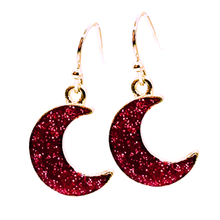 Load image into Gallery viewer, Shoot for the MOON Deep Pink Glitter Earrings