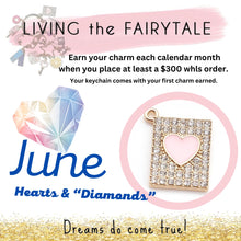 Load image into Gallery viewer, Heart and ‘Diamonds’ Charm, (June) Fairytale keychain collection
