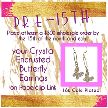 Load image into Gallery viewer, Paperclip Chain Crystal Pave Butterfly Earrings