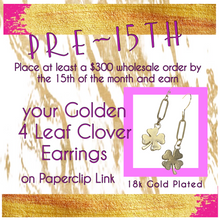 Load image into Gallery viewer, Paperclip Chain 4 Leaf Clover Earrings