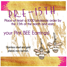 Load image into Gallery viewer, Bee Earrings, Pink with crystals
