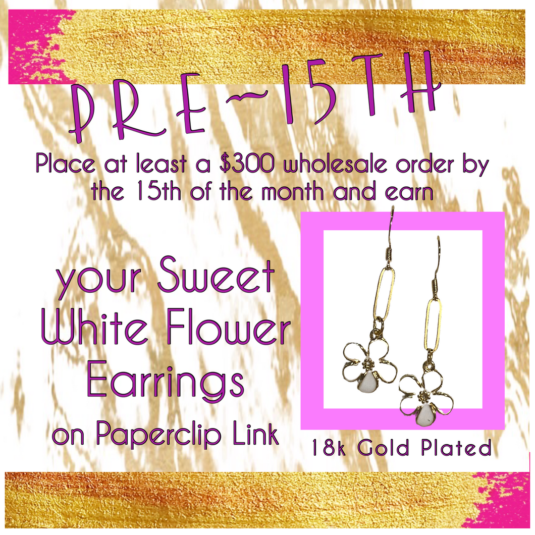 Paperclip White Flower Earrings