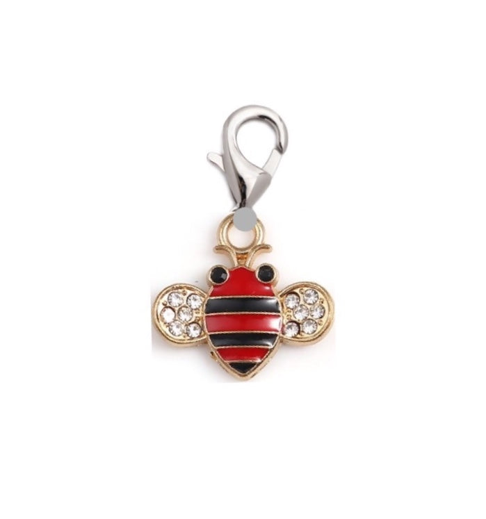 Bee Charm, Small Red and Black