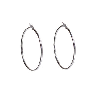 Round Hoops, Silver Stainless Steel