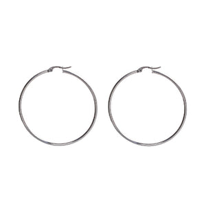 Round Hoops, Silver Stainless Steel