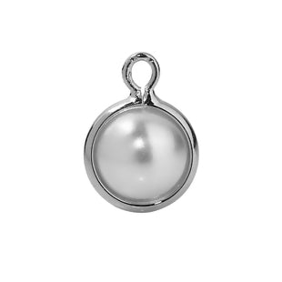Pearl Charm, Tiny with Silver Tone Rim