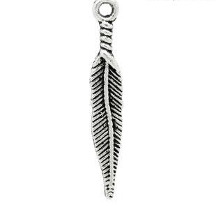Feather Charm, Silver Tone