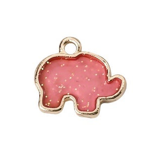 Elephant Charm, Pink Enamel