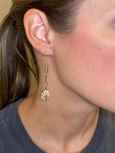 Pink Daisy with Bee Earrings
