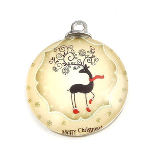 Christmas Thick Glass Deer, charm or pendant