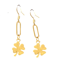 Load image into Gallery viewer, Paperclip Chain 4 Leaf Clover Earrings